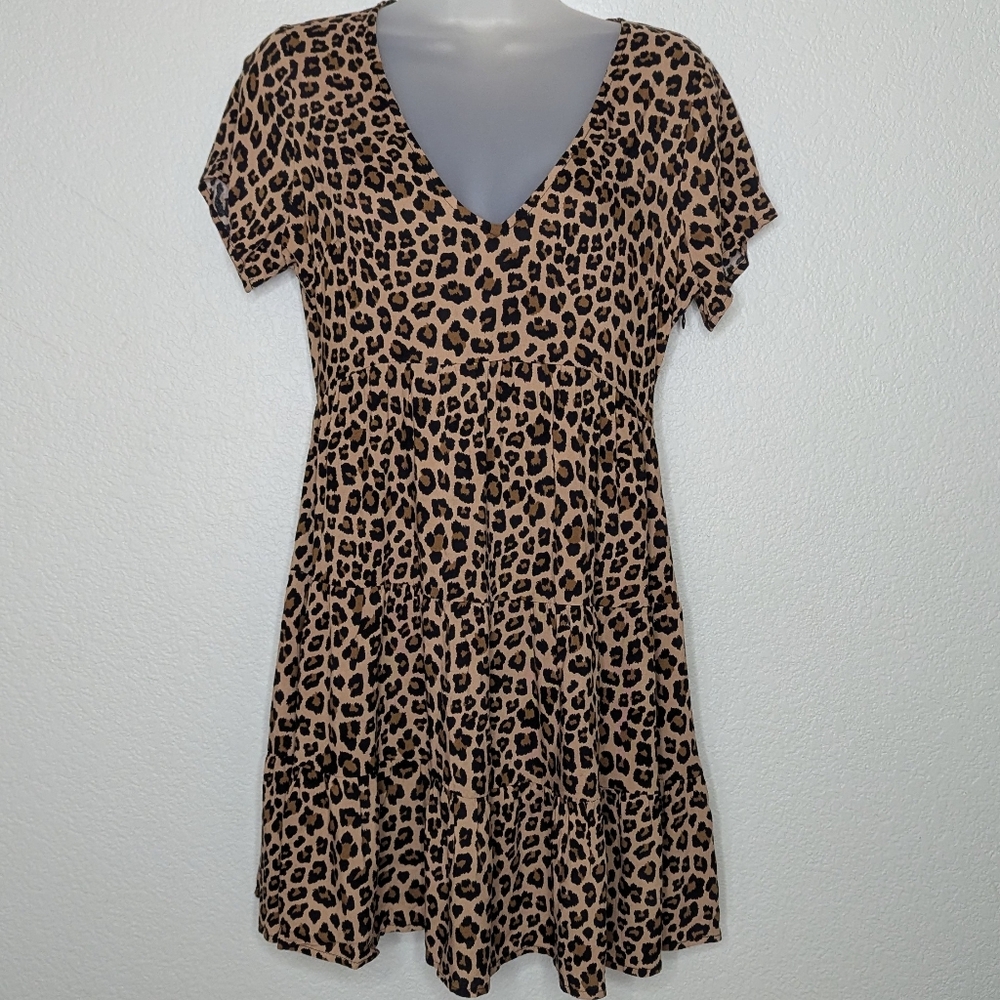 Altar'd State Leopard Print Tiered Mini Dress Women's Size S - Picture 11 of 11